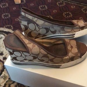 Size 7 1/2 coach brown wedges